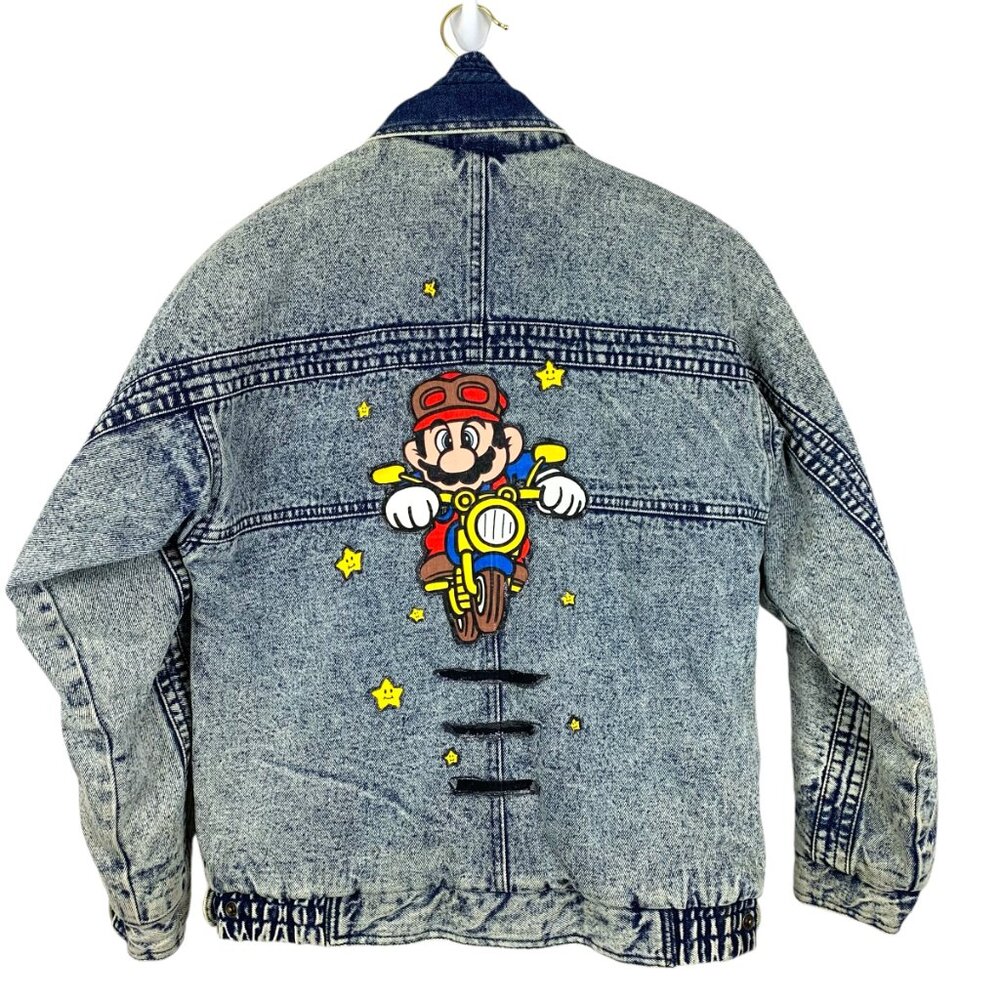Vintage Horizon Outer Wear Jacket Adult Large Acid Wash Mario Blue Jean Denim
